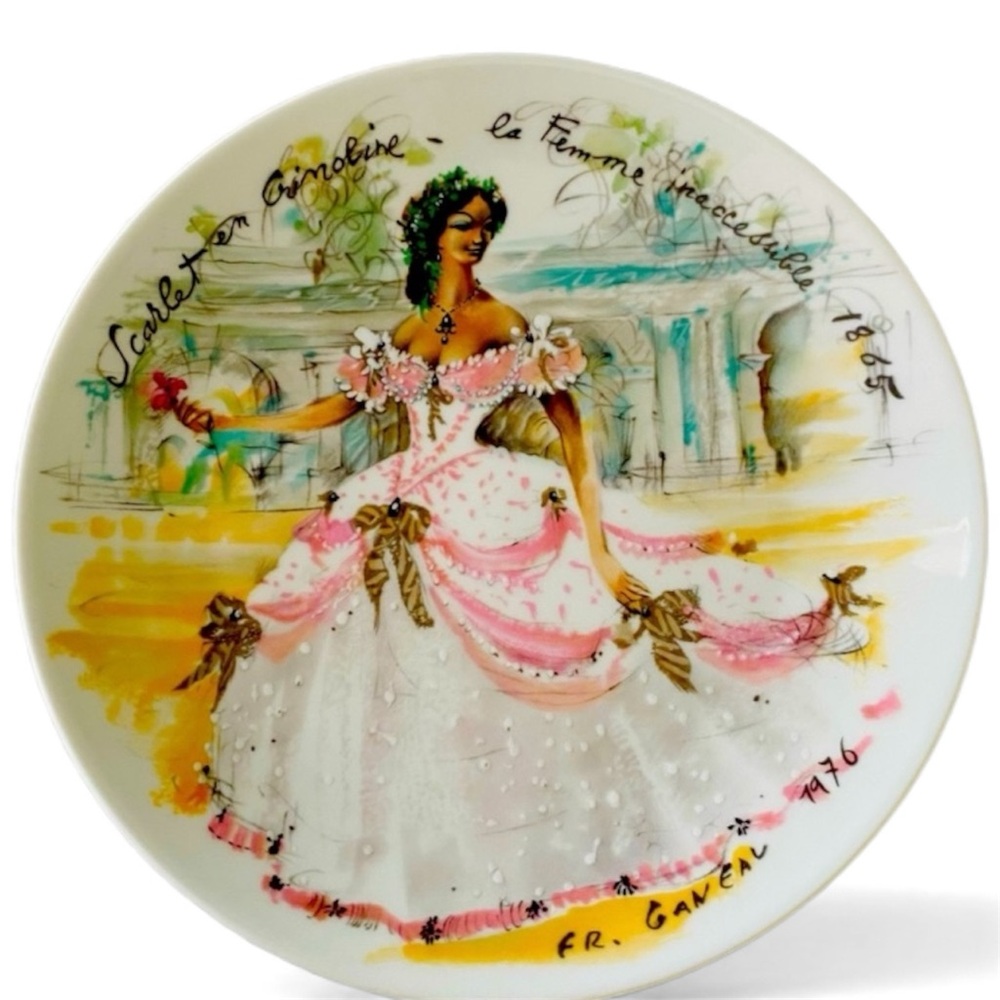 1976 Limoge French Porcelain Plate "Scarlet en Crinoline" Gone with the Wind